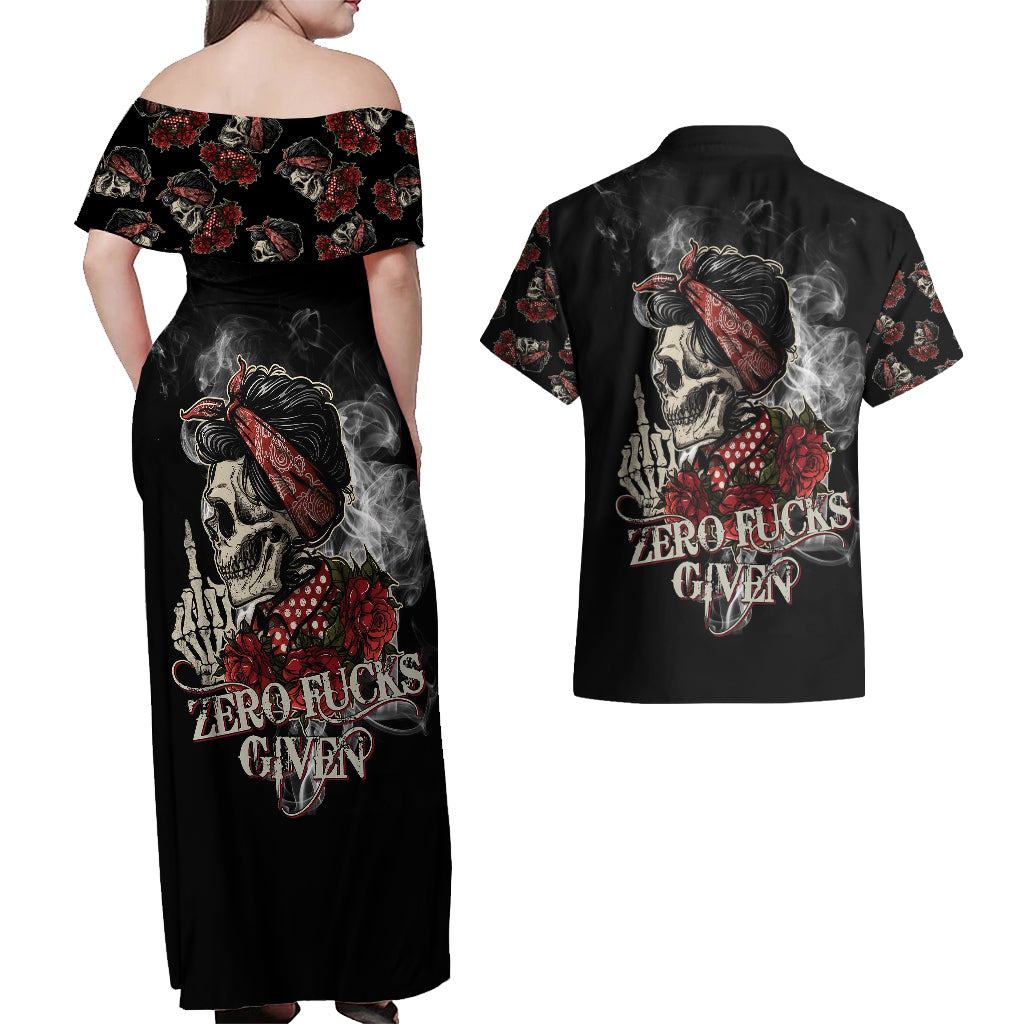 girl-skull-couples-matching-off-shoulder-maxi-dress-and-hawaiian-shirt-zero-fucking-given