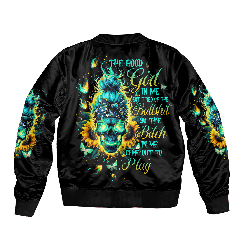 Flame Skull Bomber Jacket The Good Girl In Me Got Tired Of The Bullshit