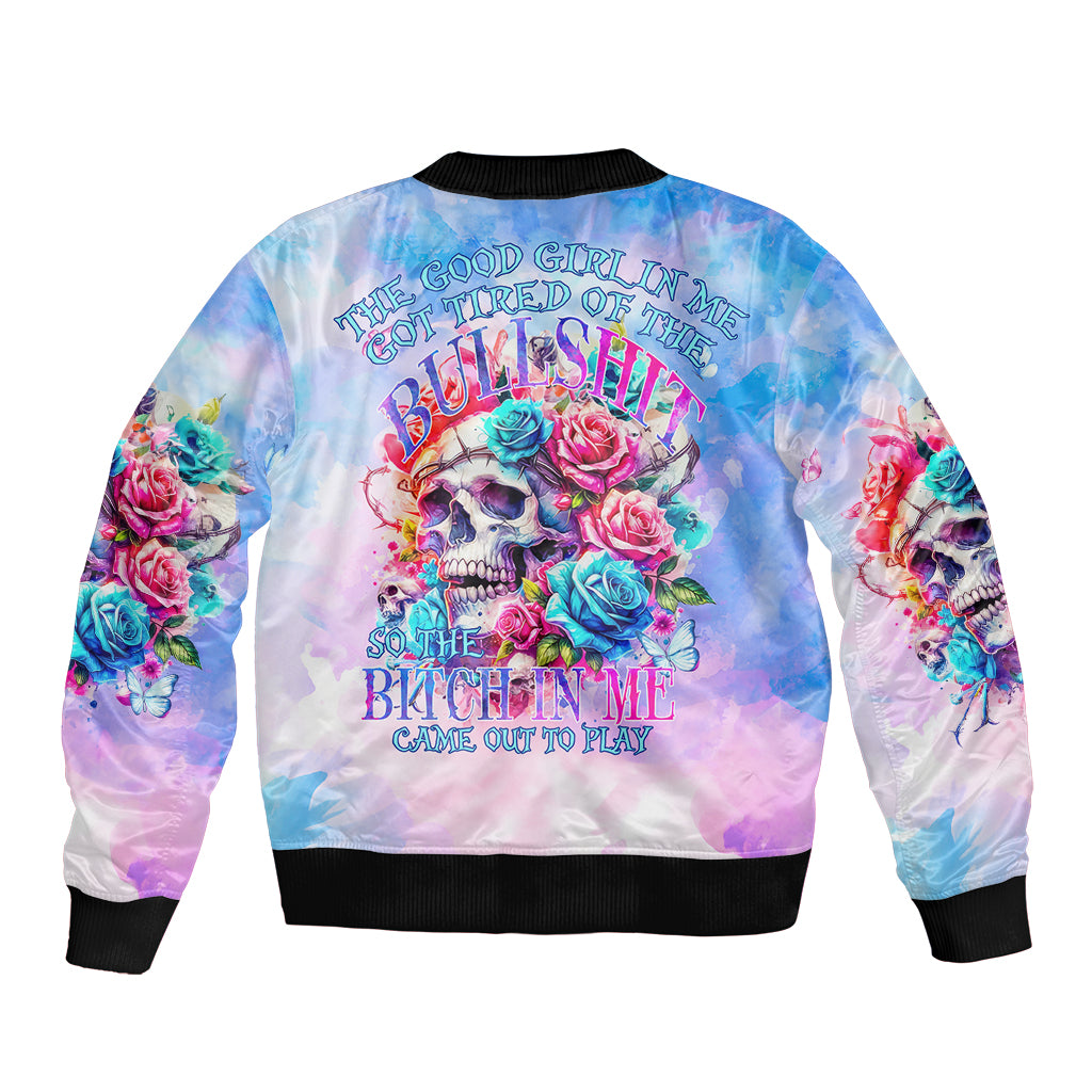 Rose Skull Bomber Jacket The Good Girl In Me Got Tired Of The Bullshit