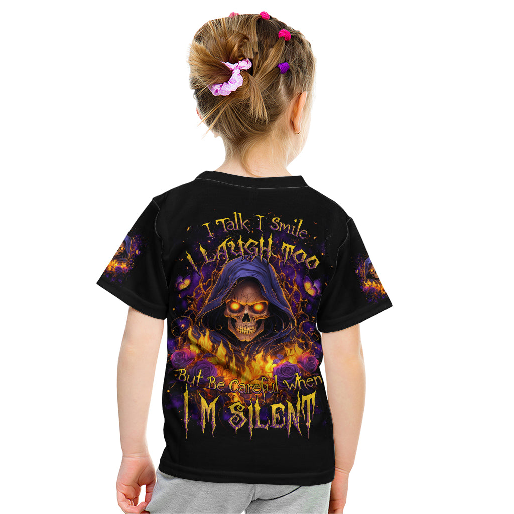 Flame Skull Kid T Shirt I Talk I Smite But Be Careful When I Silent