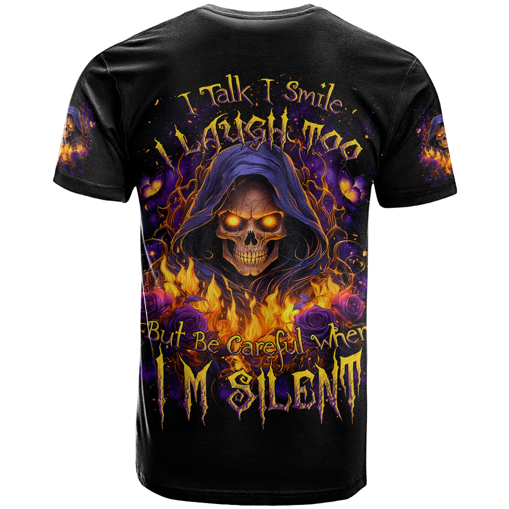 Flame Skull T Shirt I Talk I Smite But Be Careful When I Silent