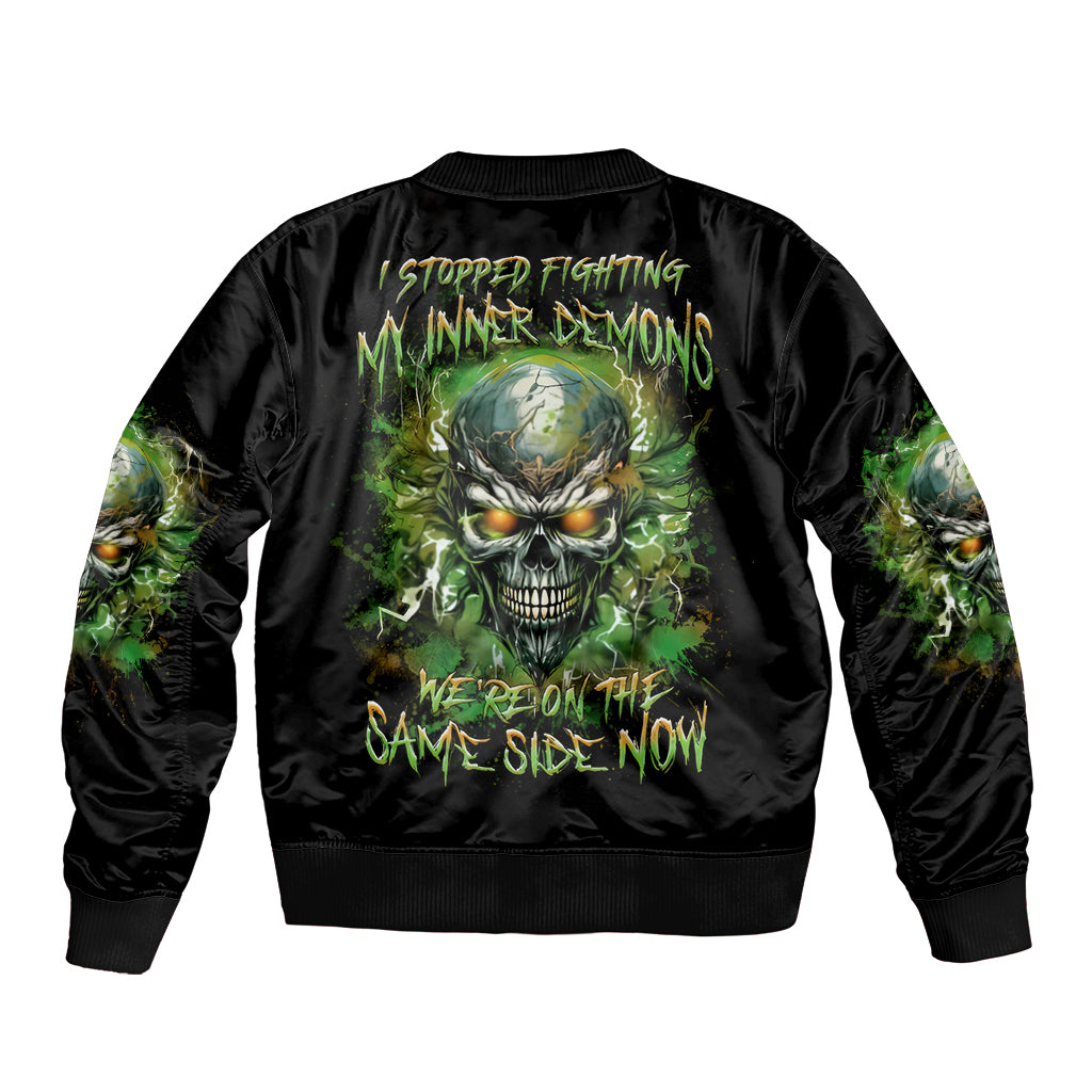 Old Skull Bomber Jacket I Stopped Fighting My Inner Demons We On The Same Side Now