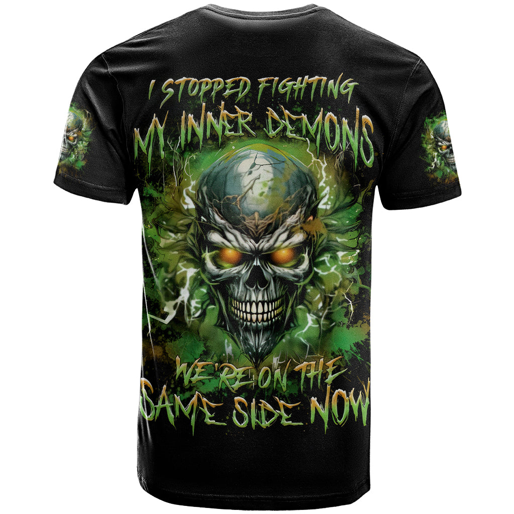 Old Skull T Shirt I Stopped Fighting My Inner Demons We On The Same Side Now