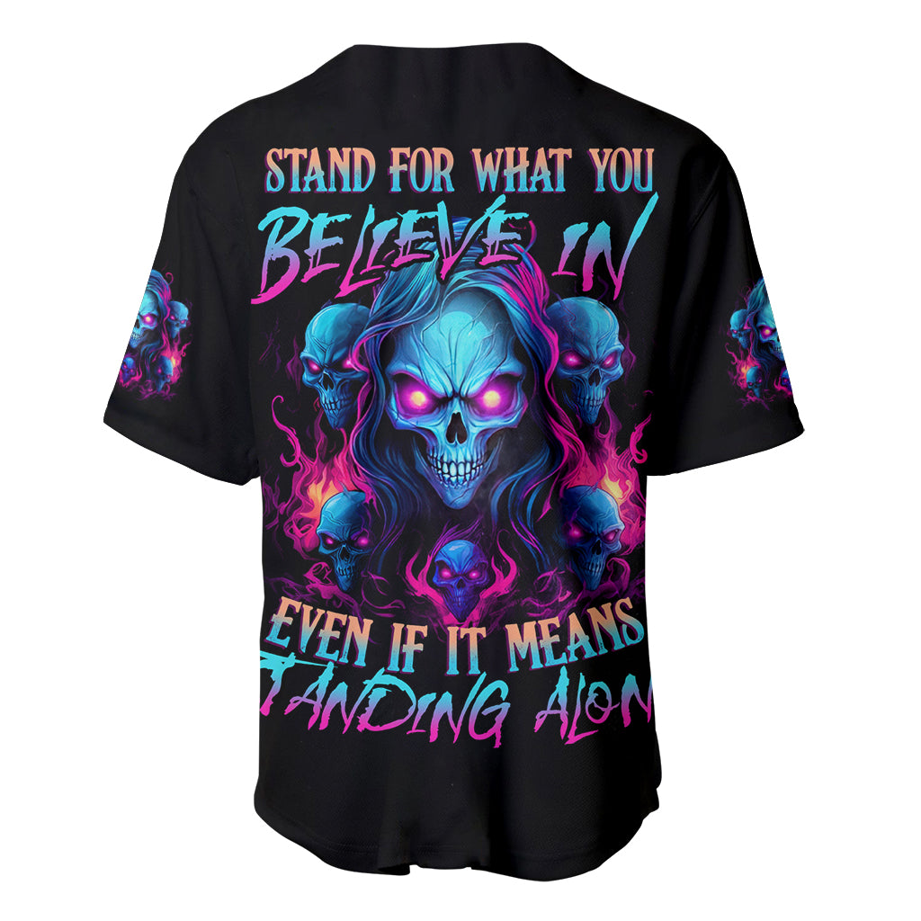 Lady Skull Baseball Jersey Stand For What You Believe In Even If It Means Standing Alone