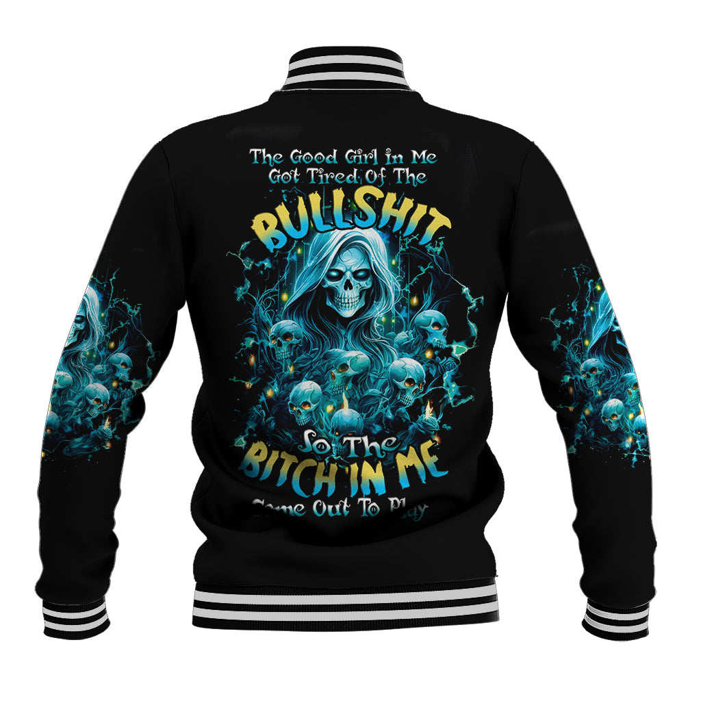 Irsh Girl Skull Baseball Jacket Drink Up Bitch