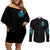 Irsh Girl Skull Couples Matching Off Shoulder Short Dress and Long Sleeve Button Shirt Drink Up Bitch