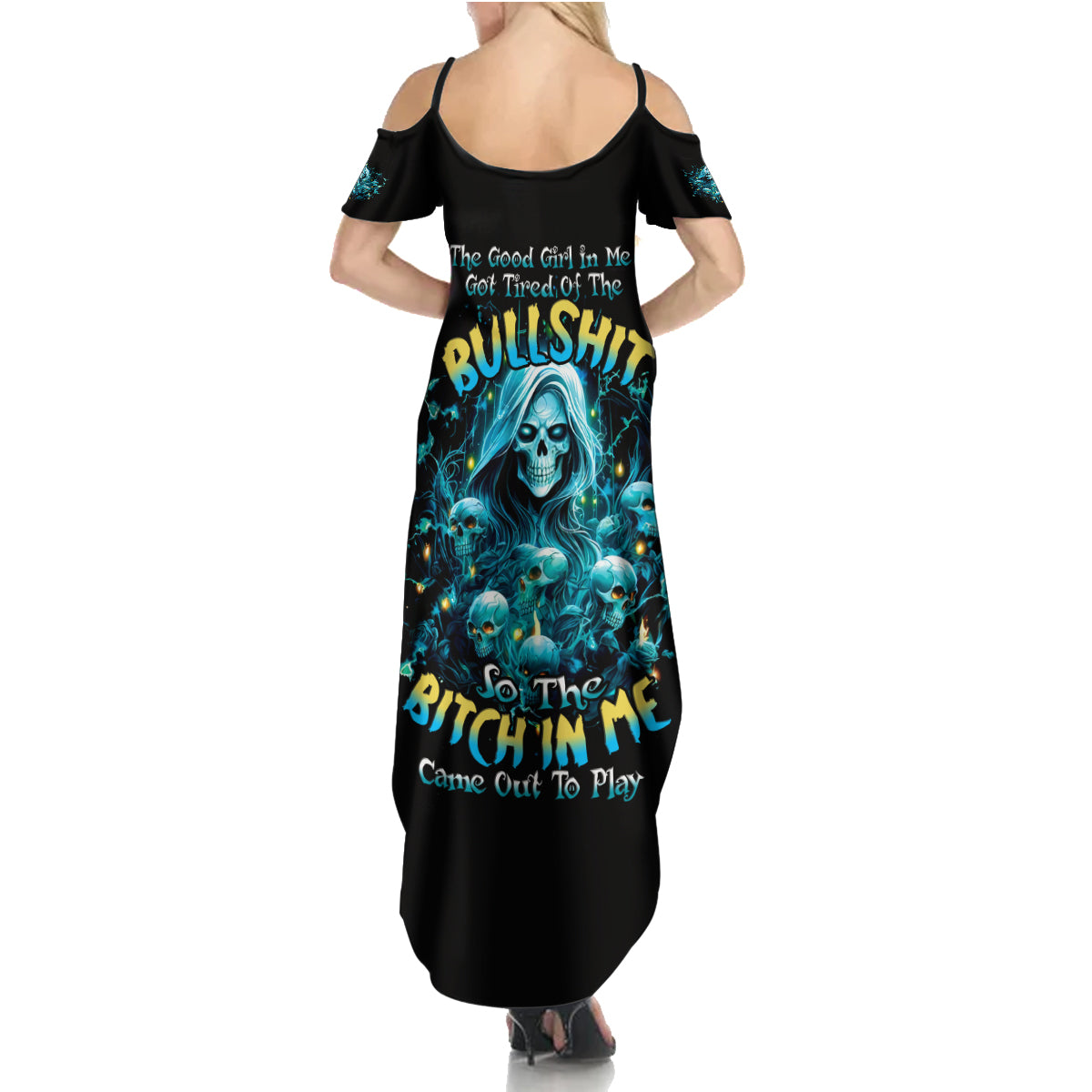 Irsh Girl Skull Summer Maxi Dress Drink Up Bitch