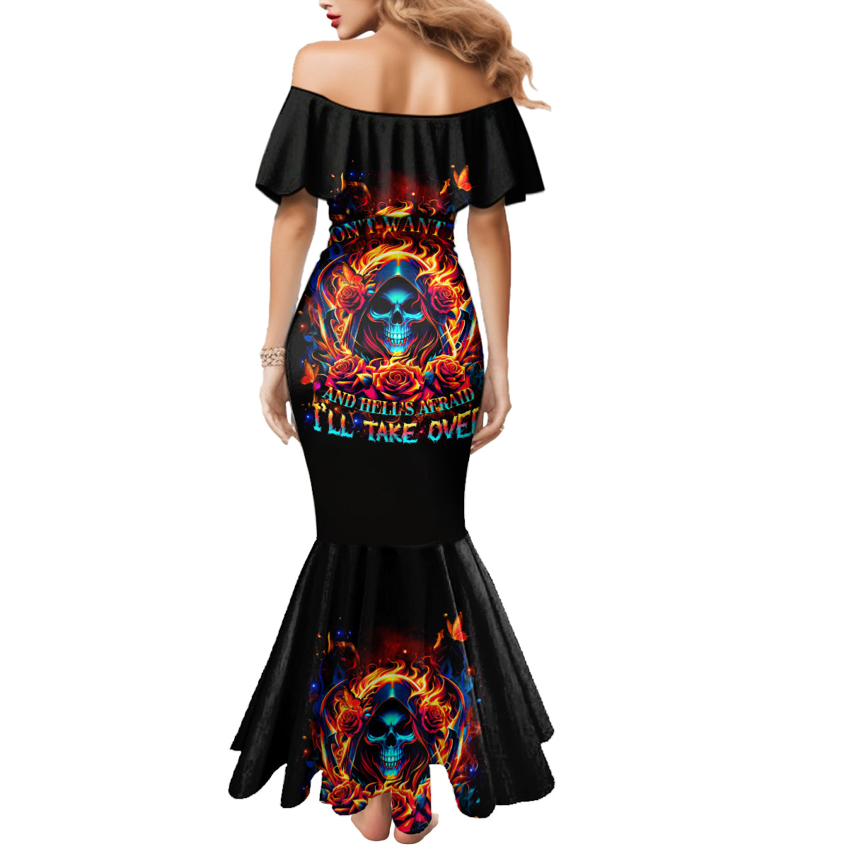 Flame Skull Mermaid Dress Heaven Don't Want Me And Hell's Afraid I'll Take Over