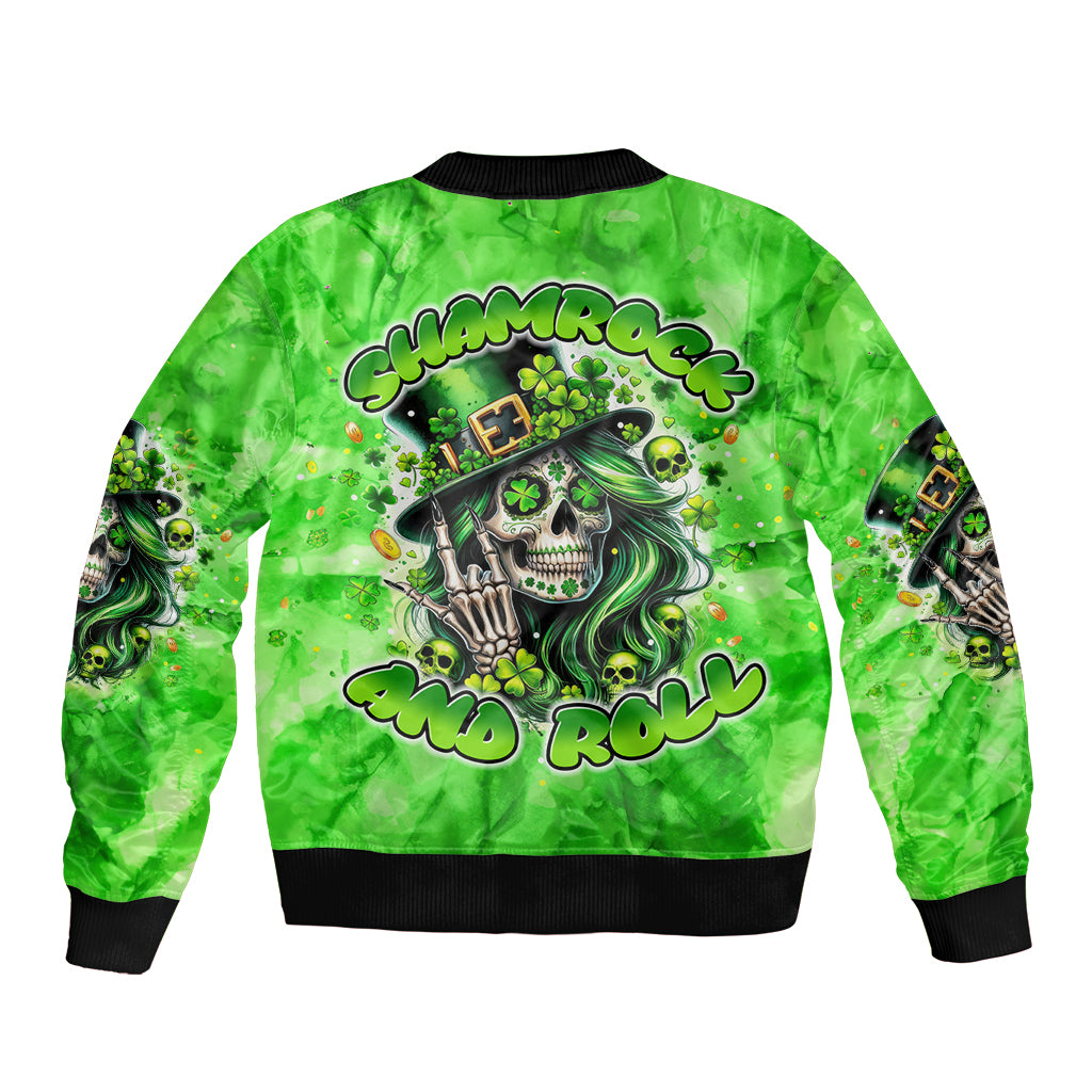 Irish Skull Bomber Jacket Shamrock And Roll