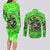 Irish Skull Couples Matching Long Sleeve Bodycon Dress and Long Sleeve Button Shirt Shamrock And Roll