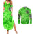 Irish Skull Couples Matching Summer Maxi Dress and Long Sleeve Button Shirt Shamrock And Roll