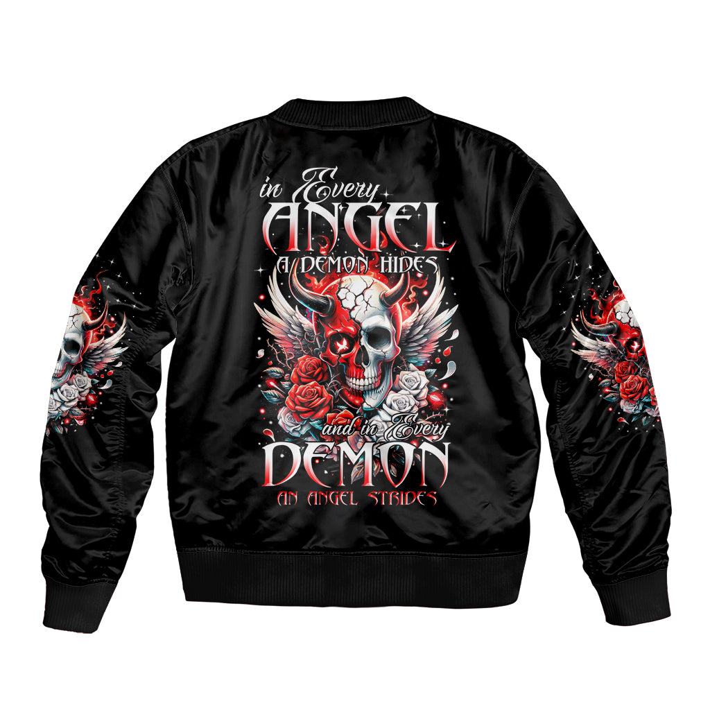 Devil Skull Bomber Jacket In Every Angel A Demon Hides And In Every Demon An Angel Strides