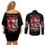 Devil Skull Couples Matching Off Shoulder Short Dress and Long Sleeve Button Shirt Little Bit Of Devil In These Angel eyes