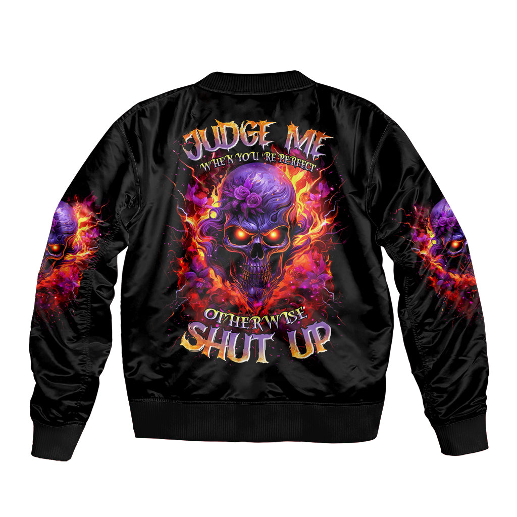 Flame Skull Bomber Jacket Judge Me When You Reperfect Otherwise Shut Up