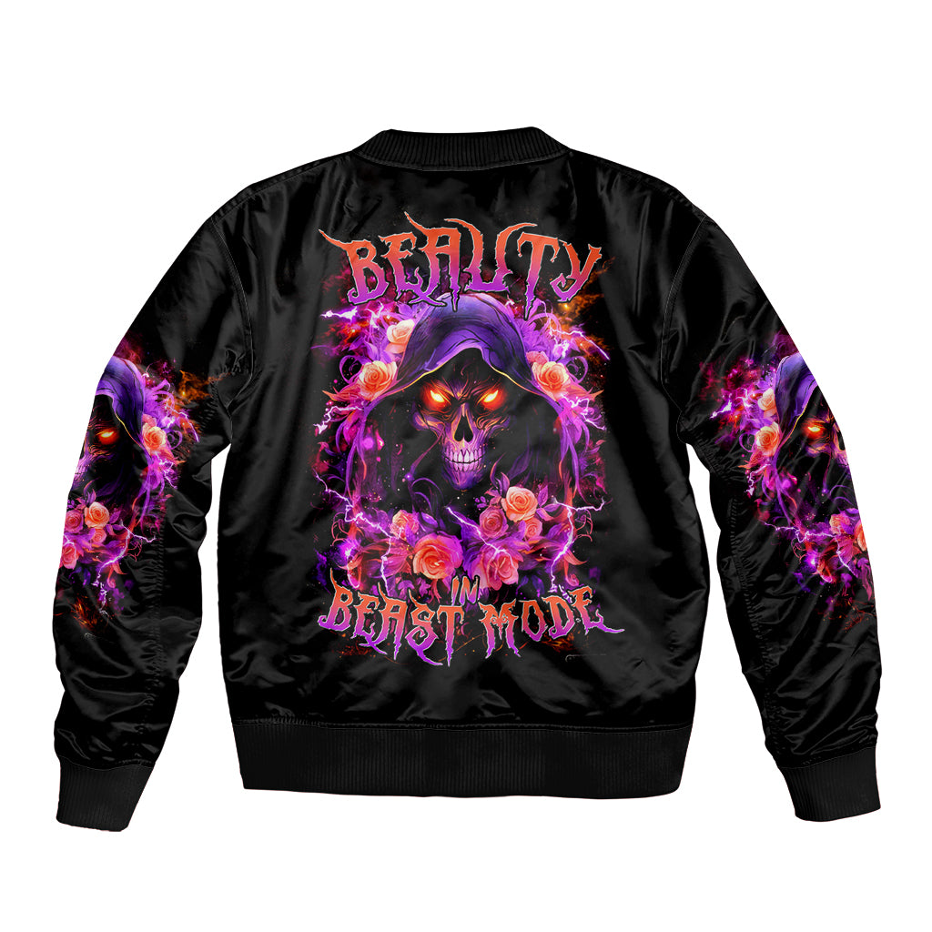 Rose Skull Bomber Jacket Beasuty In Beast Mode