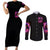 Rose Skull Couples Matching Short Sleeve Bodycon Dress and Long Sleeve Button Shirt Beasuty In Beast Mode