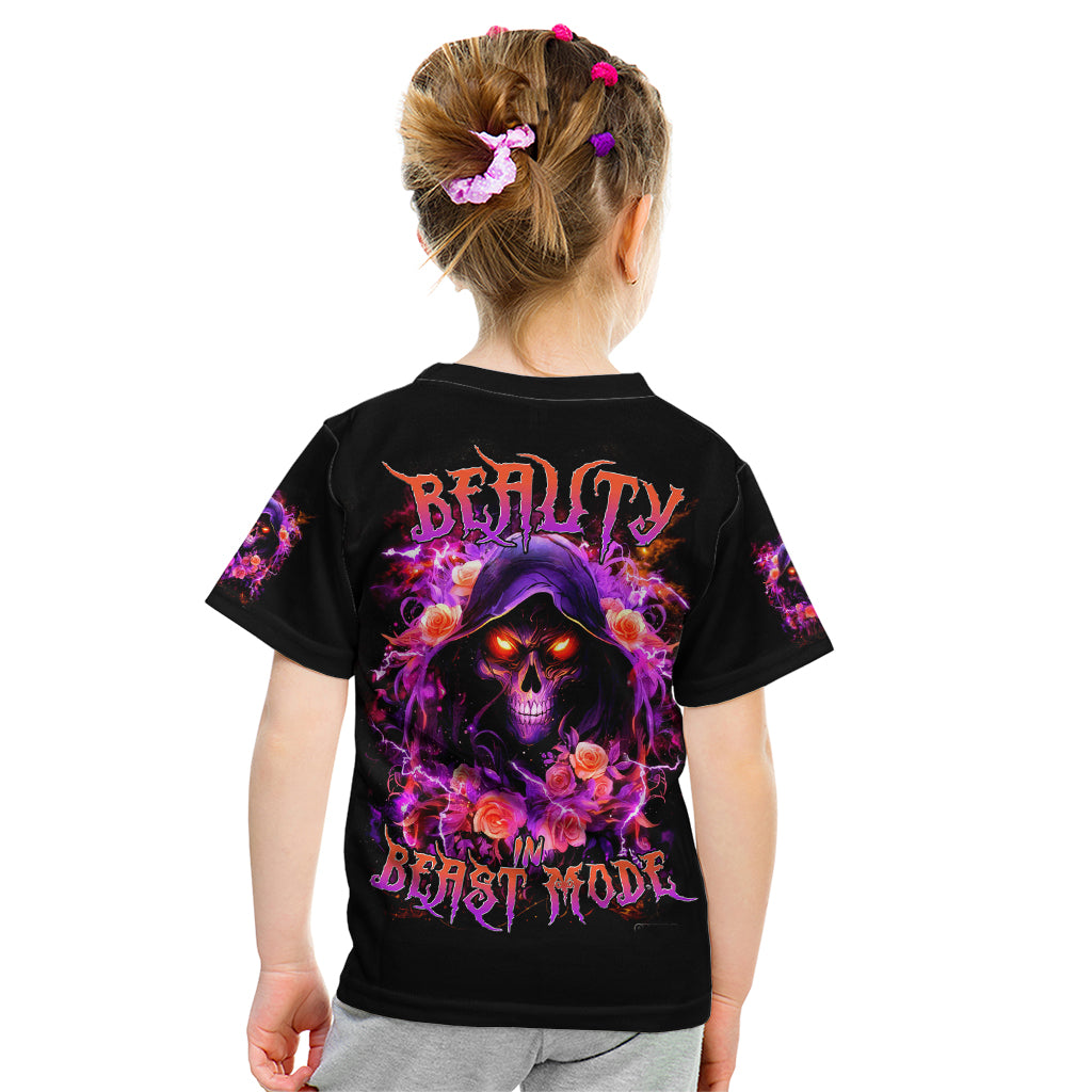 Rose Skull Kid T Shirt Beasuty In Beast Mode