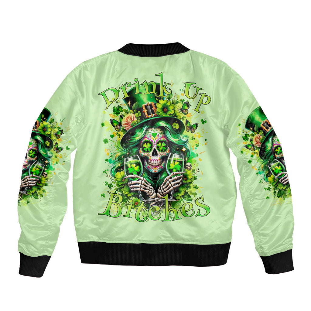 Irish Skull Bomber Jacket Drink Up Bitches