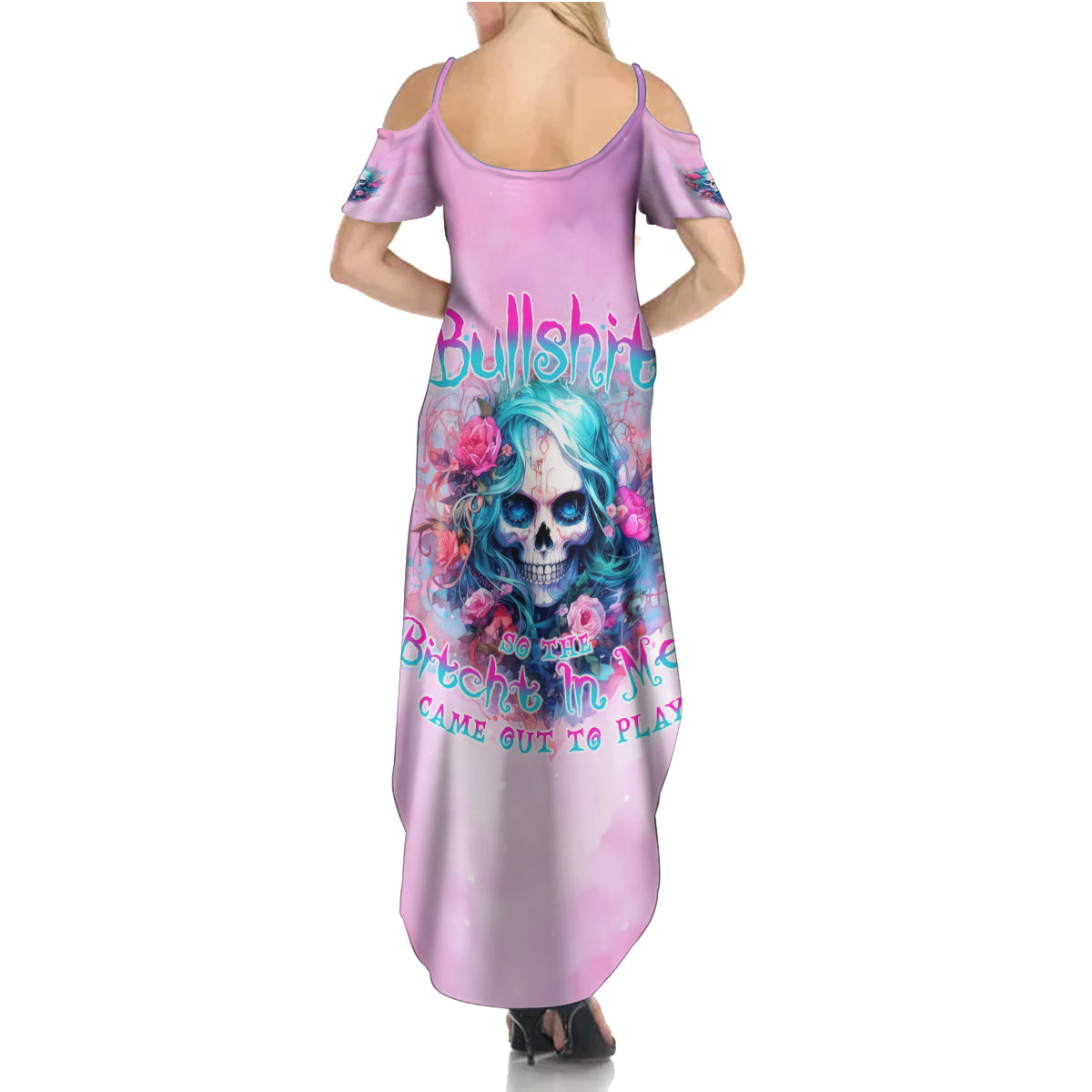 Rose Skull Summer Maxi Dress Bullshit So The Bitch In Me Come Out To Play