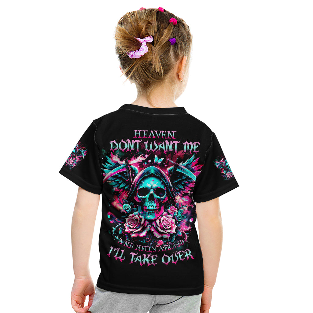 Rose Skull Kid T Shirt Heaven Don't Want Me And Hell's Afraid I'll Take Over