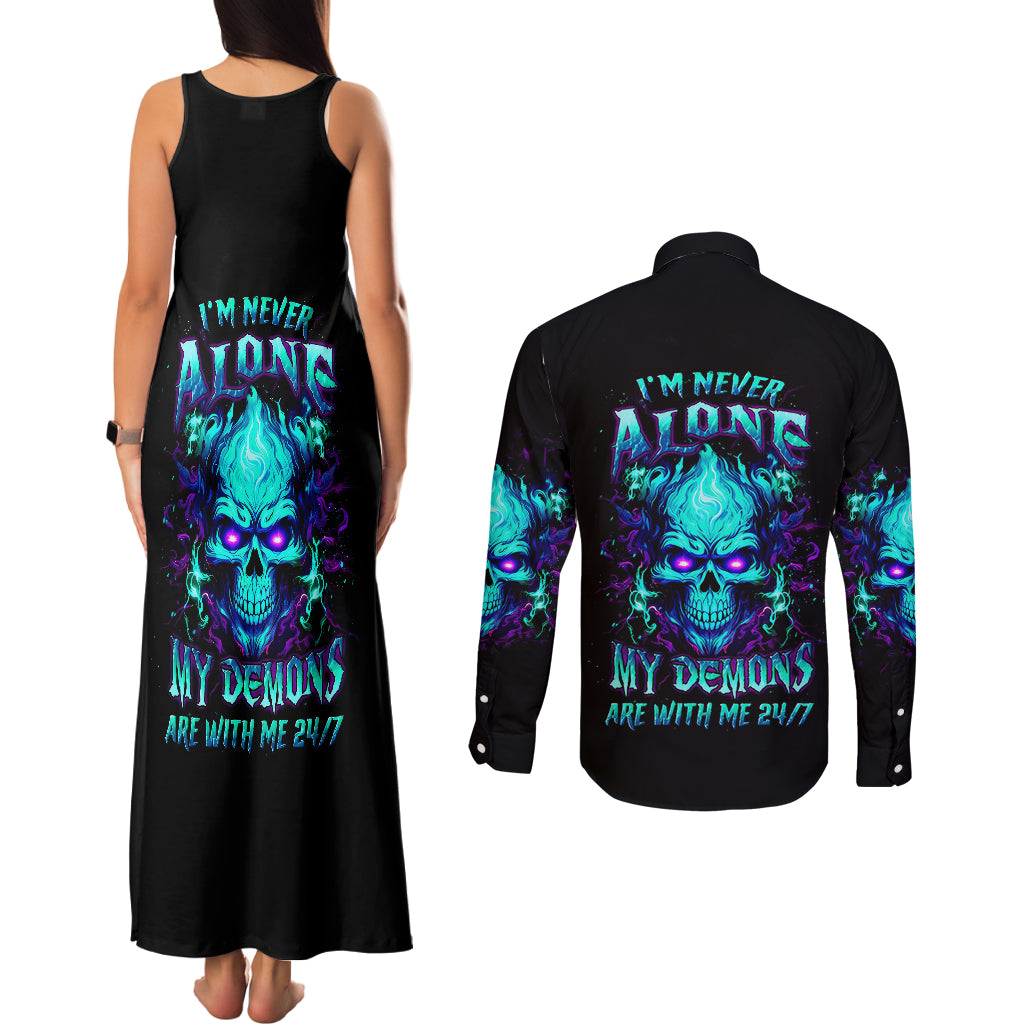 flame-skull-couples-matching-tank-maxi-dress-and-long-sleeve-button-shirts-im-never-alone-my-demons-with-me-247