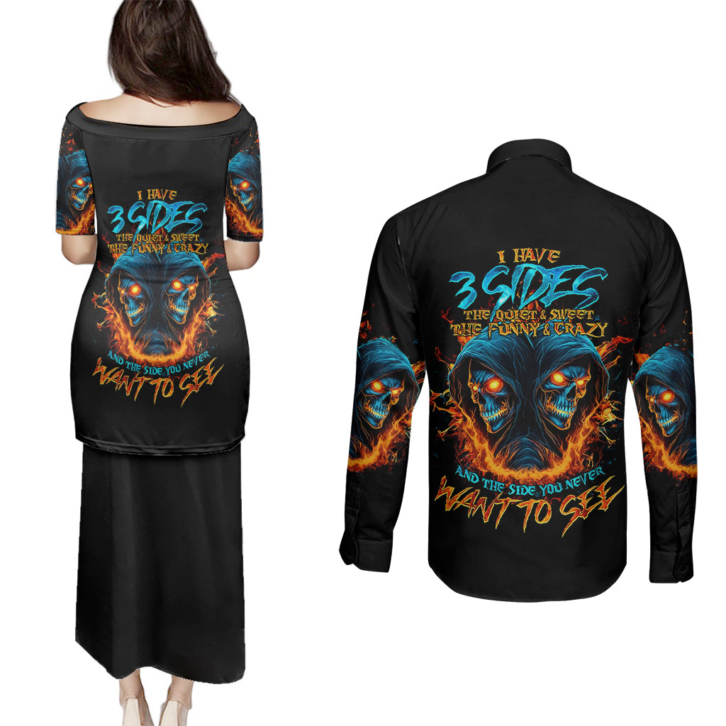 double-fire-skull-couples-matching-puletasi-dress-and-long-sleeve-button-shirts-i-have-3-side-quite-funny-and-the-side-you-never-want-to-see