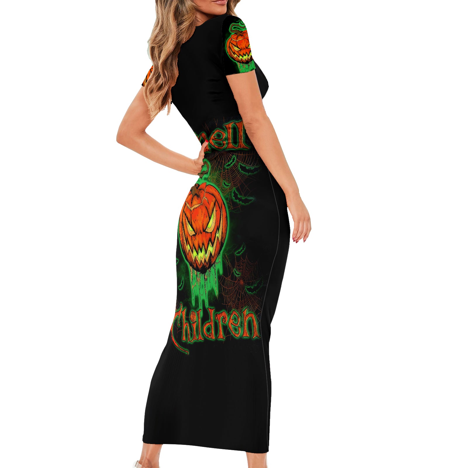 jack-o-lantern-skull-short-sleeve-bodycon-dress-i-smell-children