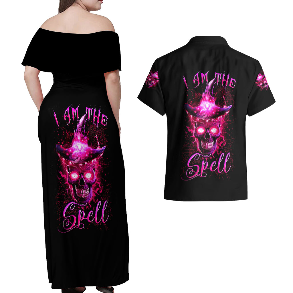 witch-skull-couples-matching-off-shoulder-maxi-dress-and-hawaiian-shirt-iam-the-spell