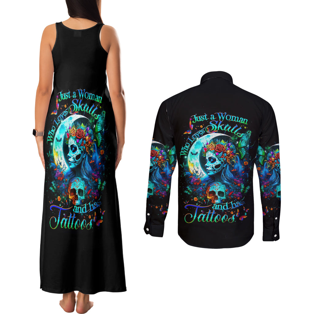 fairy-skull-couples-matching-tank-maxi-dress-and-long-sleeve-button-shirts-just-the-woman-who-loves-skull-and-tattoo