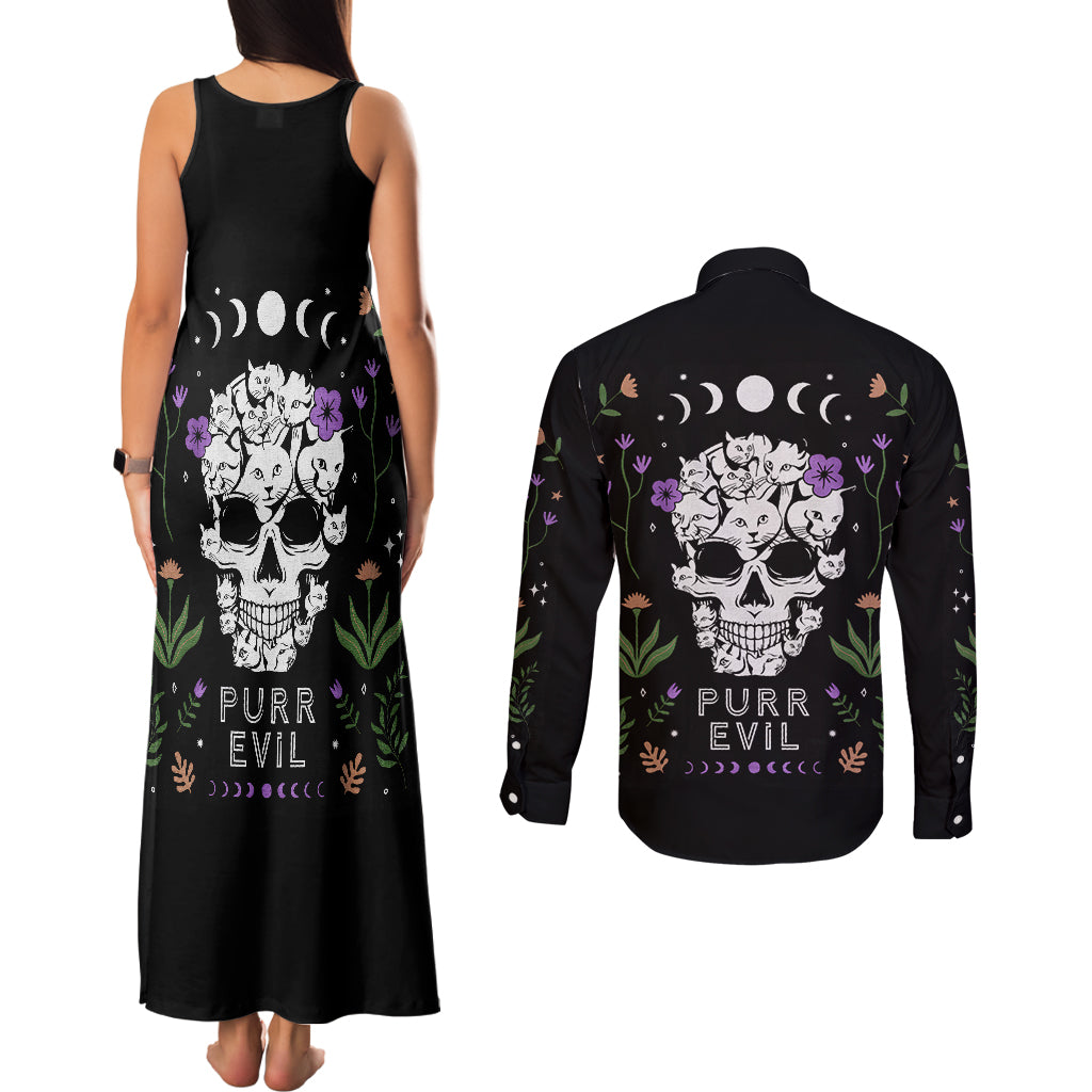 cat-skull-couples-matching-tank-maxi-dress-and-long-sleeve-button-shirts-purr-evill