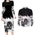 fire-skull-couples-matching-long-sleeve-bodycon-dress-and-long-sleeve-button-shirts-scream-in-fire