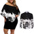 fire-skull-couples-matching-off-shoulder-short-dress-and-long-sleeve-button-shirts-scream-in-fire