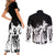 fire-skull-couples-matching-short-sleeve-bodycon-dress-and-long-sleeve-button-shirts-scream-in-fire