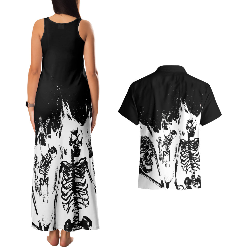 fire-skull-couples-matching-tank-maxi-dress-and-hawaiian-shirt-scream-in-fire