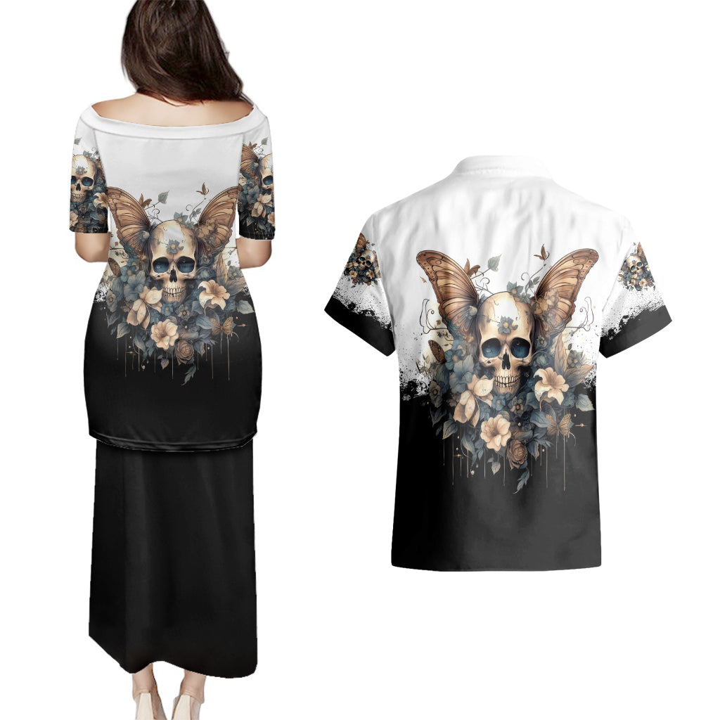 butterfly-skull-couples-matching-puletasi-dress-and-hawaiian-shirt-flower-butterfly-gothic-skull