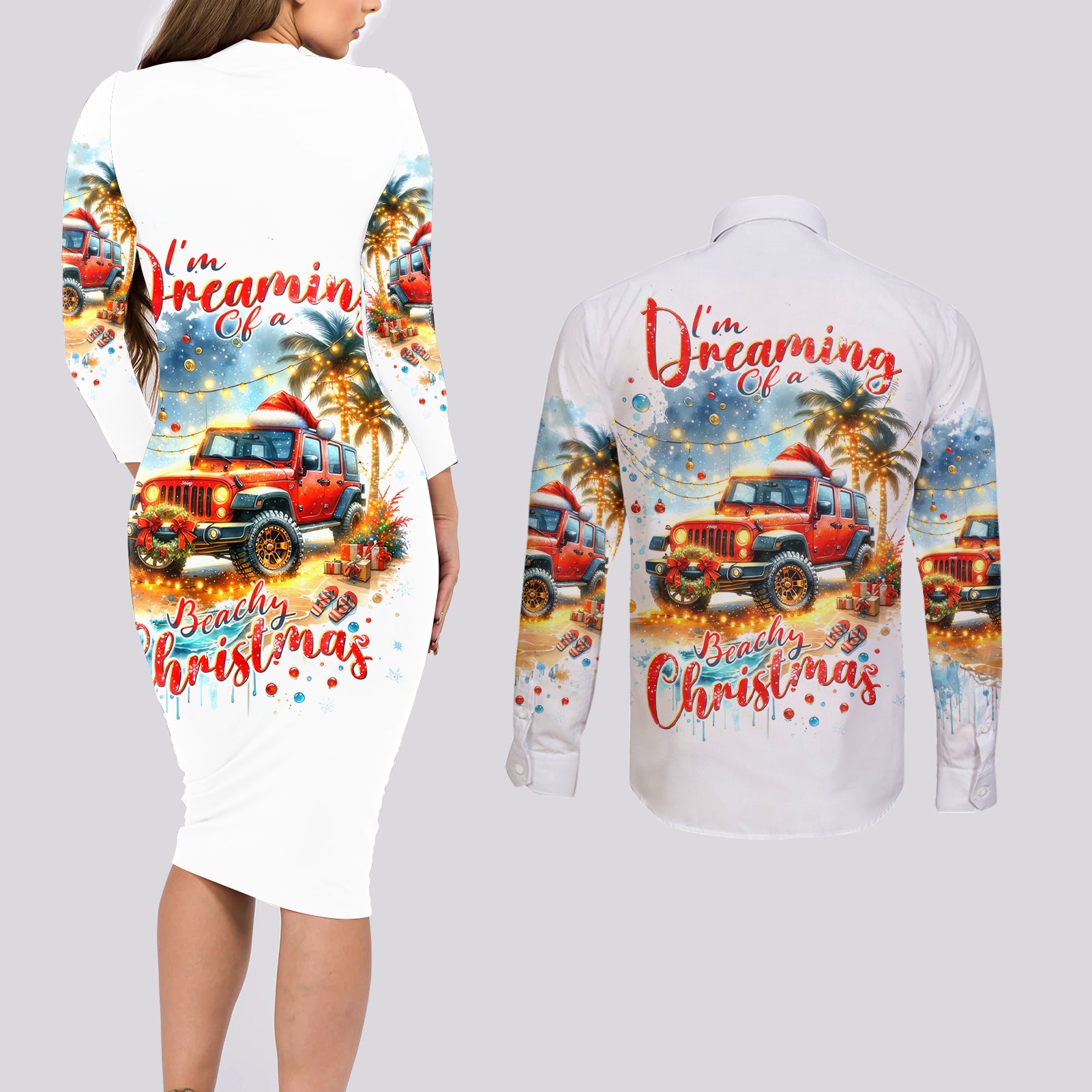 christmas-beach-jeep-couples-matching-long-sleeve-bodycon-dress-and-long-sleeve-button-shirt-im-dreaming-of-a-beachy-christmas