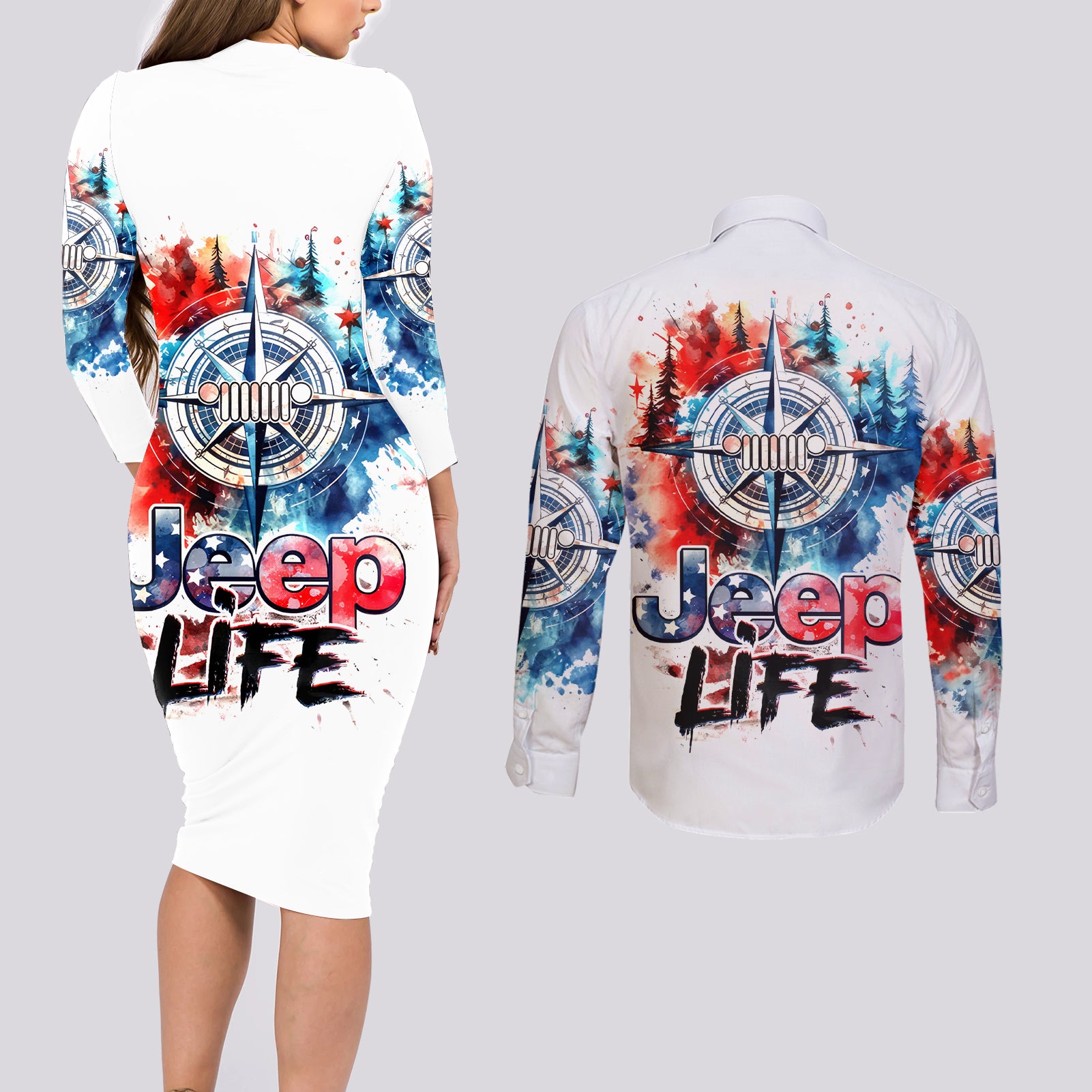 compass-jeep-couples-matching-long-sleeve-bodycon-dress-and-long-sleeve-button-shirt-jeep-life-american-flag