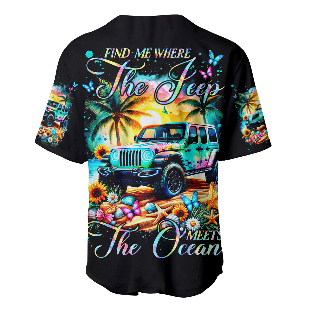 Beach Jeep Baseball Jersey Find Me Where The Jeep Meets The Ocean