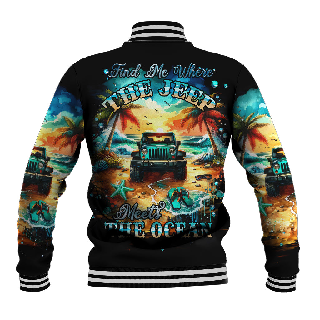 Beach Jeep Baseball Jacket Sunset Find Me Where The Jeep Meets The Ocean