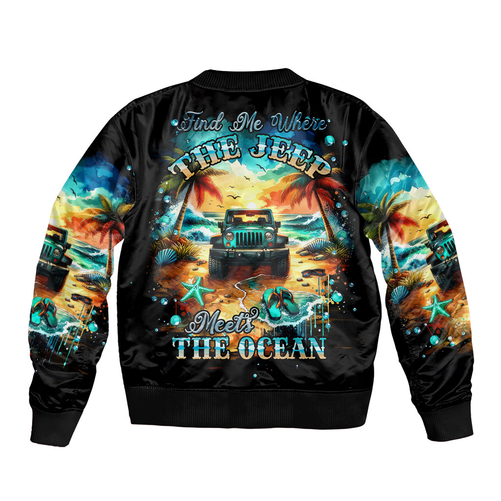 Beach Jeep Bomber Jacket Sunset Find Me Where The Jeep Meets The Ocean