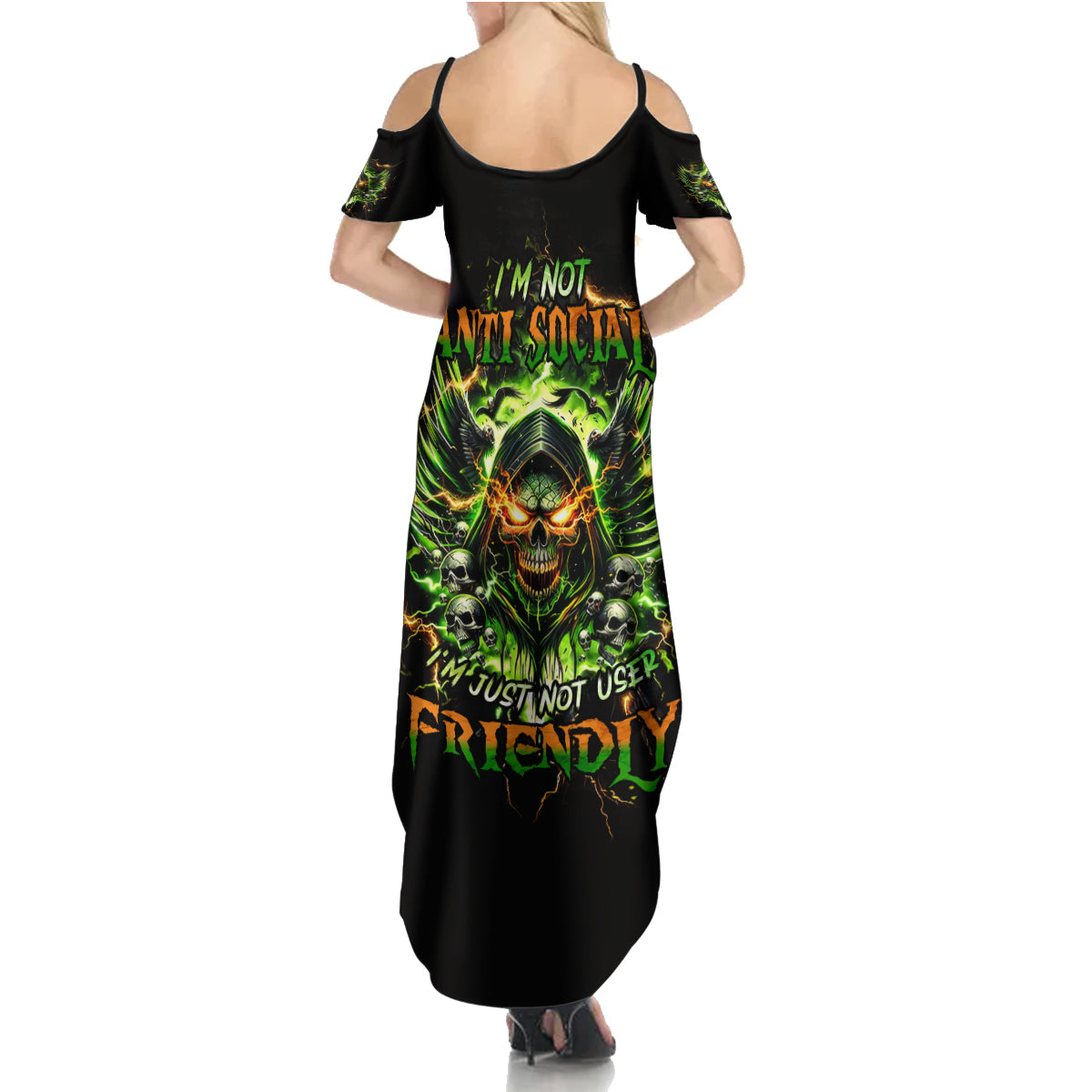 Doule Skull Summer Maxi Dress Angel To Some Demon To Most