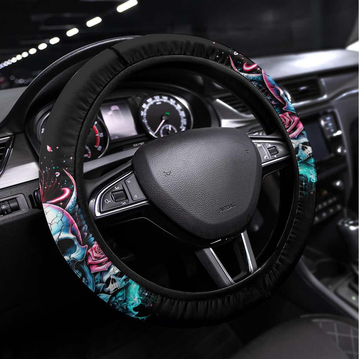 Couple Skull Steering Wheel Cover She Was And Angel Craving Chaos Demon Seeking Peace