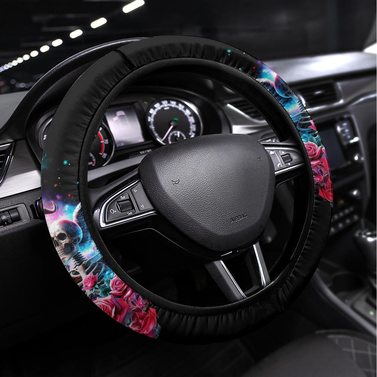 Flame Skull Steering Wheel Cover I'm Not Anti Social I'm Just Not User Friendly