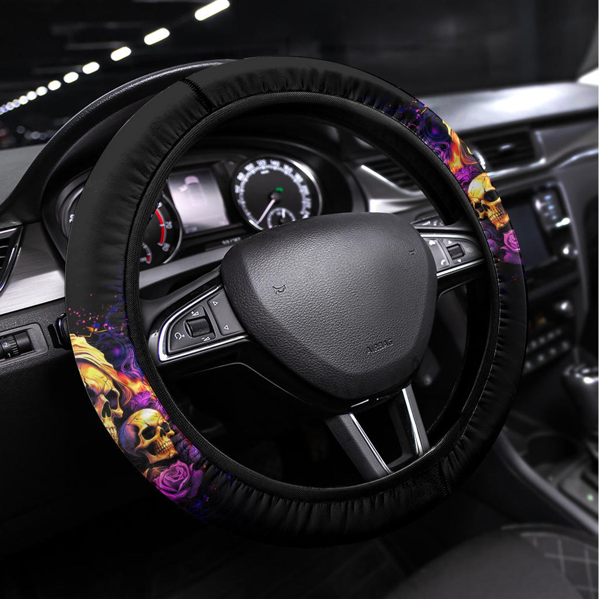 Irish Skull Steering Wheel Cover Good Girl Drinve Wine, Badass Girl Chug Beer