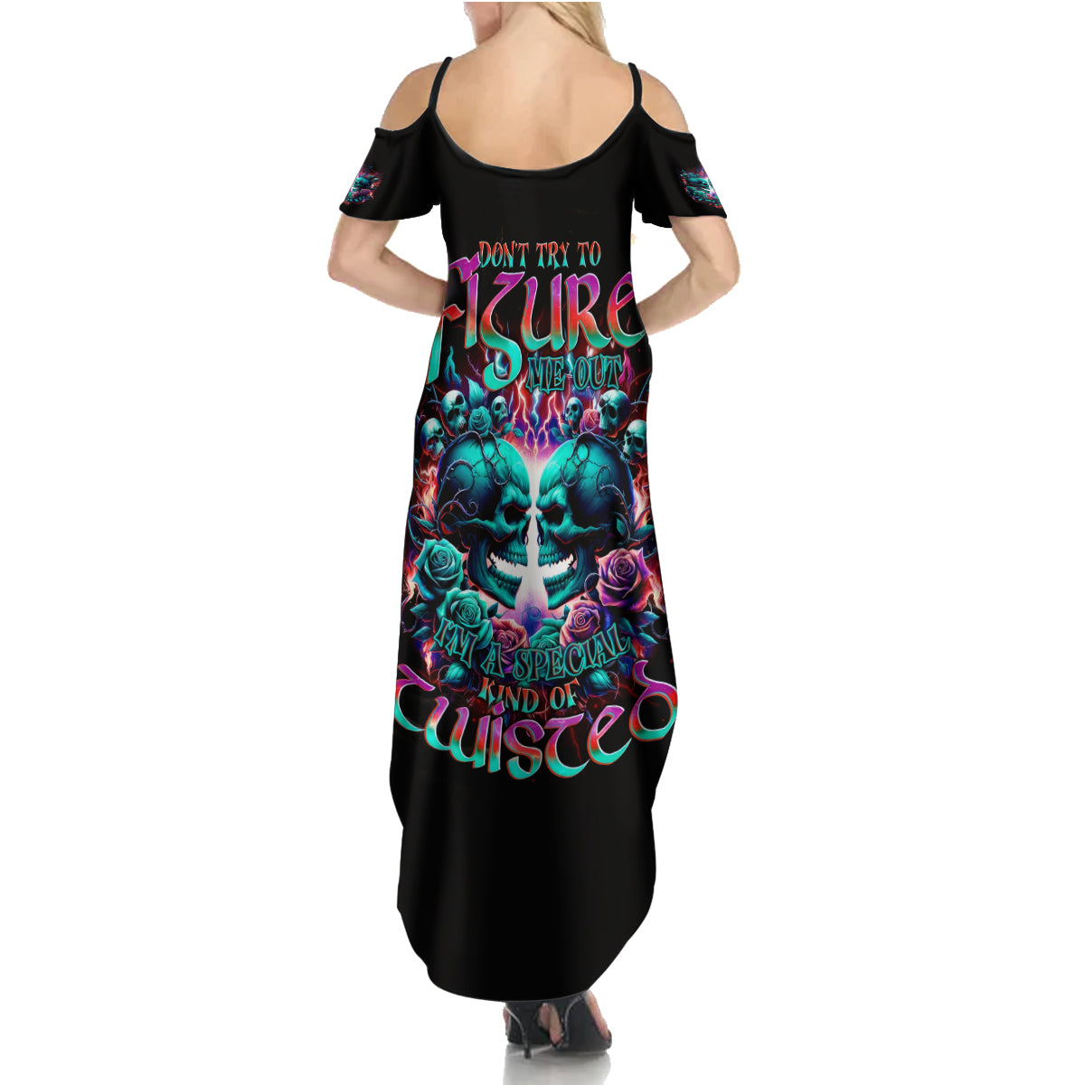 Twin Skull Summer Maxi Dress Don't Try Figure Me out I'm A Special Kind Of Twisted