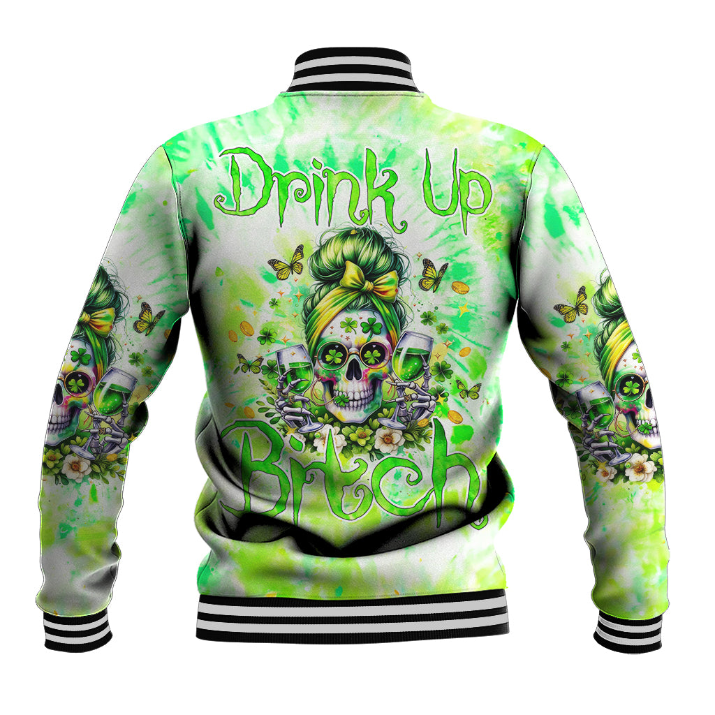 Irish Skull Baseball Jacket Drink Up Bitch