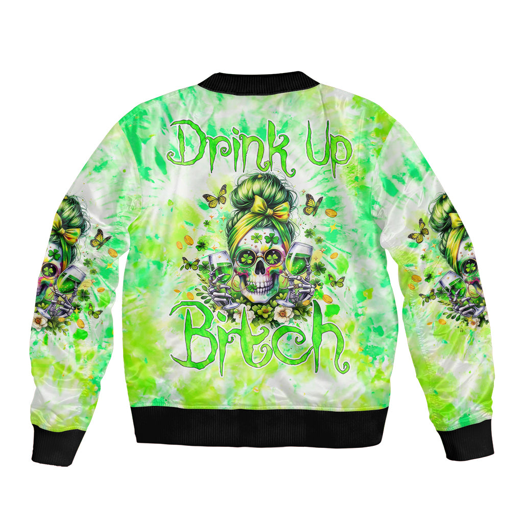 Irish Skull Bomber Jacket Drink Up Bitch