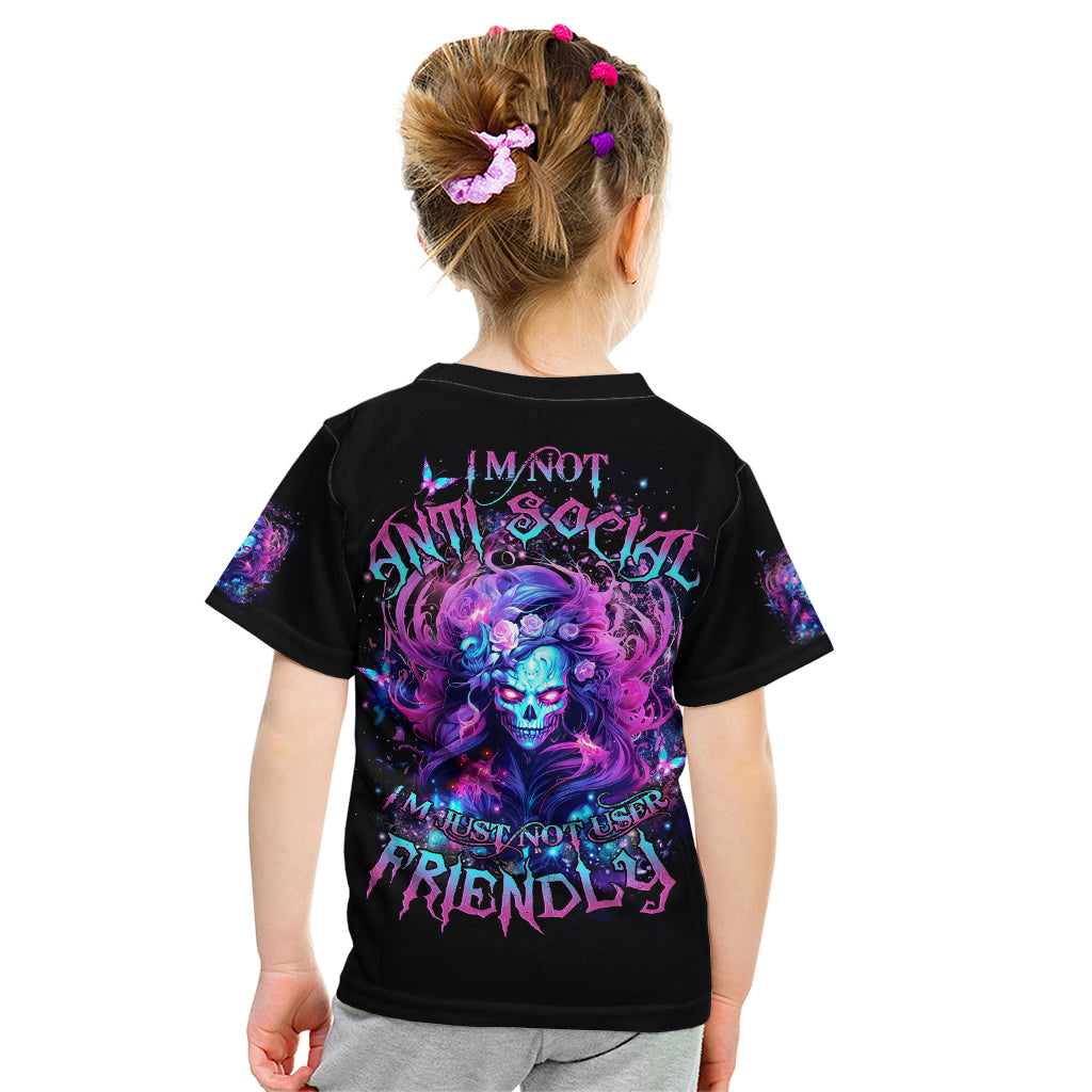 Lady Skull Kid T Shirt I'm Not Anti Social I'm Just Not User Friendly