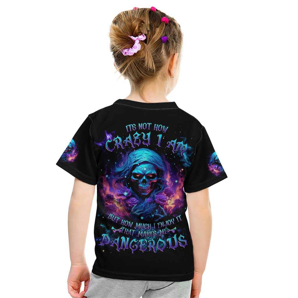 Flame Skull Kid T Shirt Its Not How Crazy I Am But How Much I enjoy It That Makes Me Dangeous