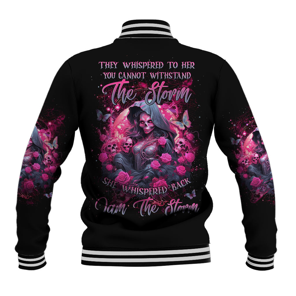 Witch Skull Baseball Jacket They Whispered To Her You Cannot Withstand The Storm